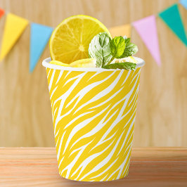 Vasos De Papel Unisex blanco amarillo elegante cebra de moda