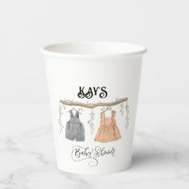 Vasos De Papel Unisex Twins Greenery Floral Baby Shower