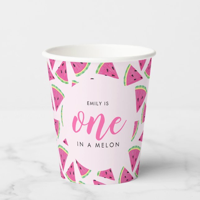 Vasos De Papel Uno en un melón 1er cumpleaños (Anverso)