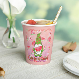 Vasos De Papel Uno en un melón Gnome verde y sandía