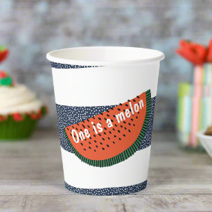 Vasos De Papel Uno en un Melón Primer Cumpleaños Stripe Watermelo