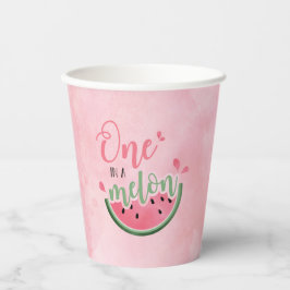 Vasos De Papel Uno en una sandía de acuarela para el primer cumpl