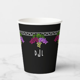 Vasos De Papel Uvas Art Deco - Negro, Plata, Violeta Monogramado