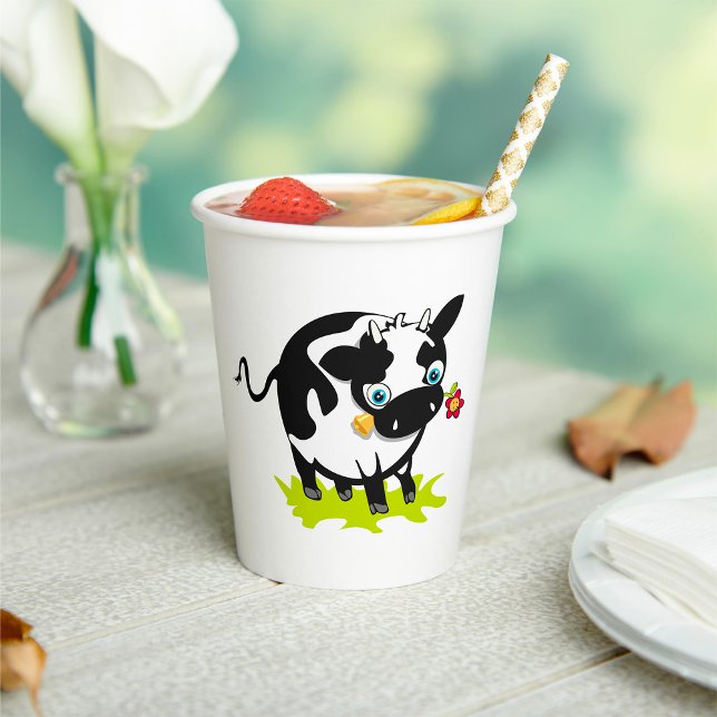 Vasos De Papel Vaca Con Una Flor (Subido por el creador)