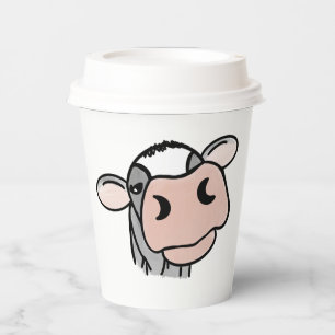 Vasos De Papel vaca de dibujos animados negro blanco rosa beso gr