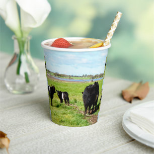 Vasos De Papel Vaca De Galloway Para Mamá Y Bebé, Cucharas De Pap