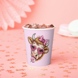 Vasos De Papel Vaca de las Tierras Altas San Valentín Coqueta Día