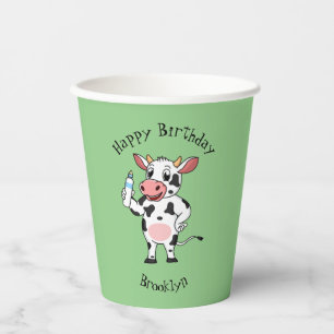 Vasos De Papel Vaca feliz con personalizado de biberón