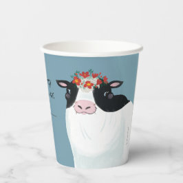 Vasos De Papel Vaca lechera y flor roja