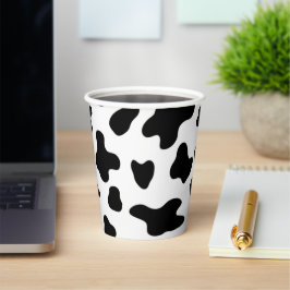 Vasos De Papel Vaca moderna hermosa de negro y blanco