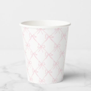 Vasos De Papel Vaca rosa y blanca, cinta rosa grandilocuente