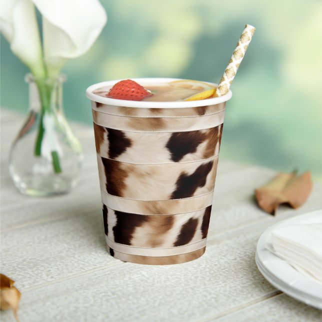 Vasos De Papel Vaca rústica imprime Fiesta de vaquero de campo oc (in situ)