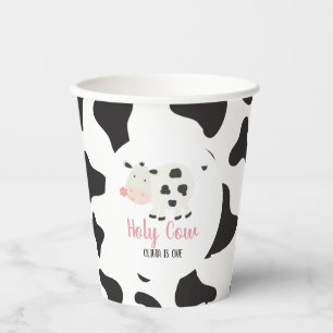 Vasos De Papel Vaca Sagrada Cumpleaños con Estampado de Vaca y Ma