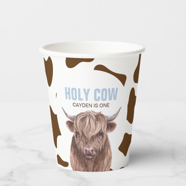 Vasos De Papel Vaca Sagrada Taza de Cumpleaños Estampado de Vaca (Anverso)