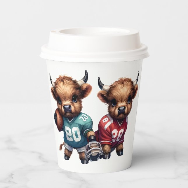 Vasos De Papel Vacas de la región montañosa y fútbol (Reverso )