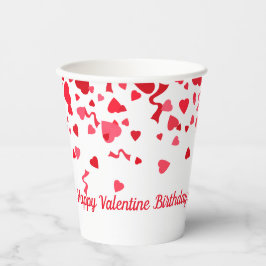 Vasos De Papel Valentine Cumpleaños Red Confetti Heart Personaliz