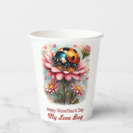 Vasos De Papel  Valentine Love Bug on Blossoms Rose