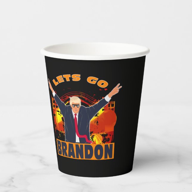 Vasos De Papel Vamos a Brandon a la política anti Biden Trump (Anverso)