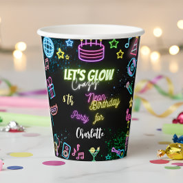 Vasos De Papel Vamos a brillar el cumpleaños loco de los neones