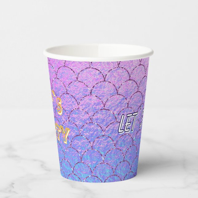 Vasos De Papel Vamos a fiesta cola de sirena (Izquierda)