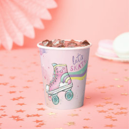 Vasos De Papel Vamos a patinar el arco iris retro Groovy Pink