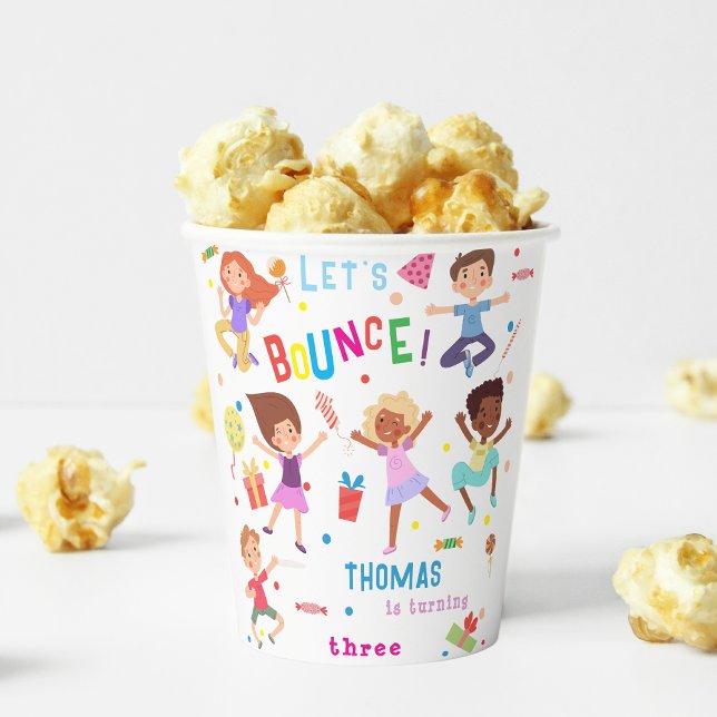 Vasos De Papel Vamos a rebotar saltando al cumpleaños de los niño (Subido por el creador)