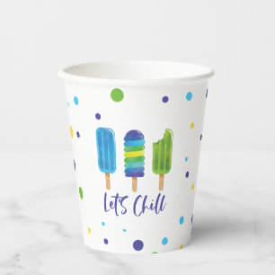 Vasos De Papel Vamos a relajarnos Cumpleaños de verano azul verde