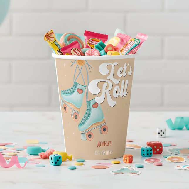 Vasos De Papel Vamos a rodar fiesta de cumpleaños de patinaje sob (Subido por el creador)