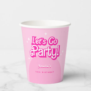 Vasos De Papel Vamos bebé vamos Fiesta pink Birthday