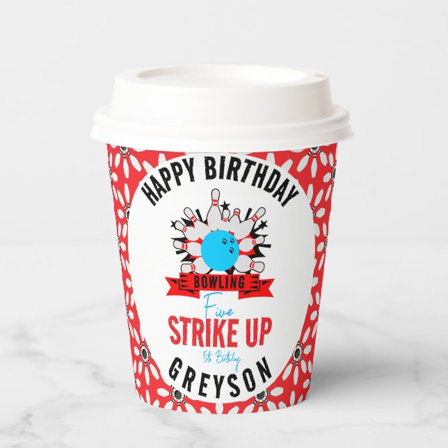 Vasos De Papel ¡Vamos Bowl! Niños divertidos 5 cumpleaños fiesta  (Anverso)