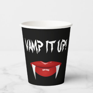 Vasos De Papel "¡VAMOS!" Halloween de Vampiros Fangs