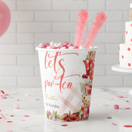 Vasos De Papel Vamos por té, cumpleaños de flores de té.