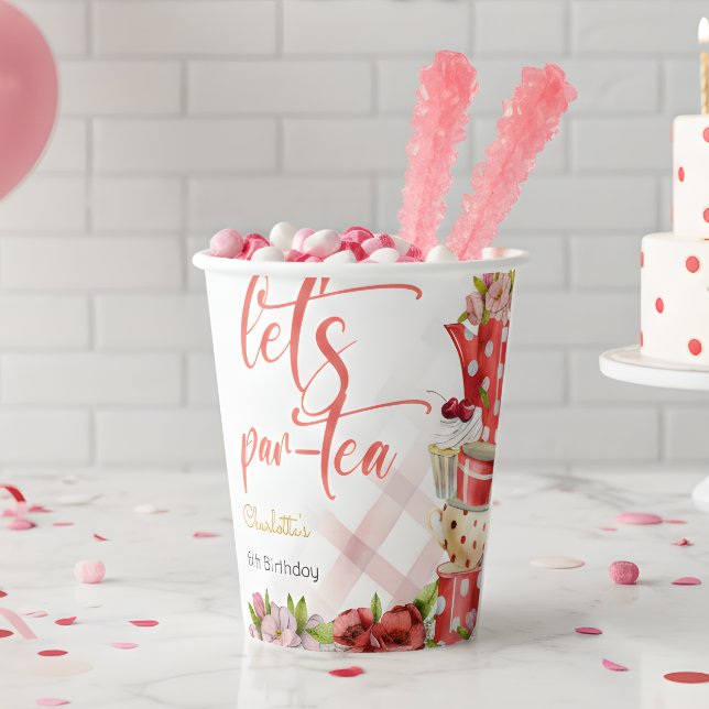 Vasos De Papel Vamos por té, cumpleaños de flores de té. (Subido por el creador)