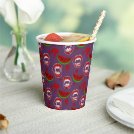 Vasos De Papel Vampiro y Sandía Spooky Summerween Púrpura