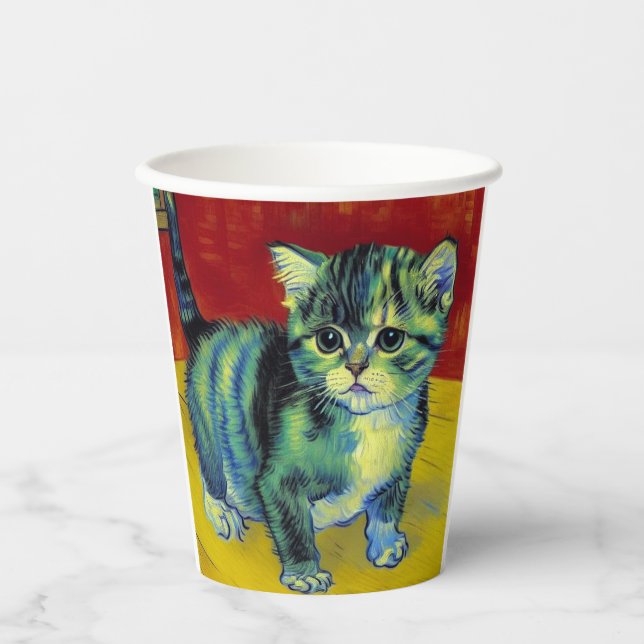 Vasos De Papel Van Gogh Tabby Cat (Anverso)
