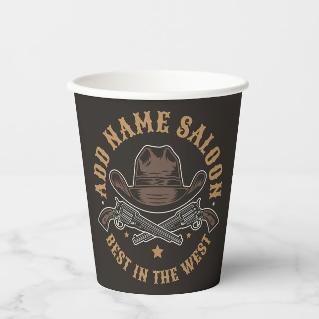 Vasos De Papel Vaqueros antiguos disparan AÑADIR NOMBRE ANTIGUO S (Anverso)