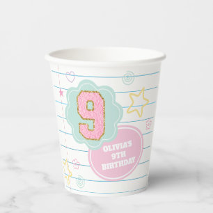 Vasos De Papel Varsity preppy parche portátil pastel 9cumpleaños