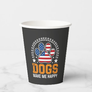 Vasos De Papel Vector de huella de pata de perros patrióticos