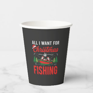 Vasos De Papel Vector de Santa de pesca de Navidad