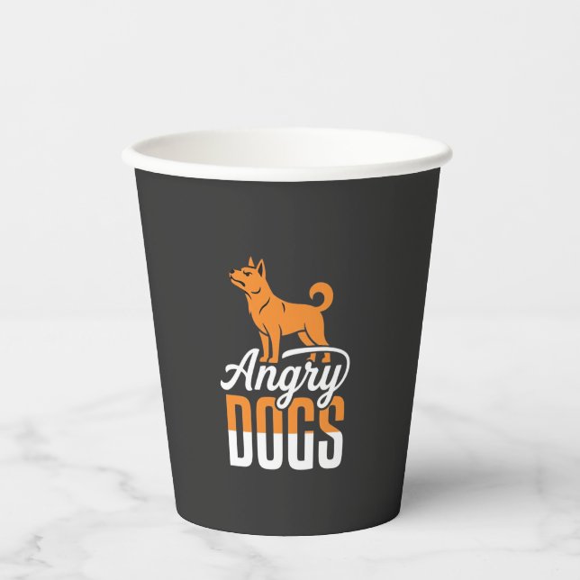 Vasos De Papel Vector Mascota Perros Enojados (Anverso)