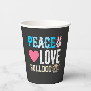 Vasos De Papel Vector Perro Bulldog Paz Amor