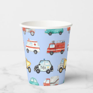 Vasos De Papel Vehículo de acuarela azul