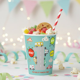 Vasos De Papel Vehículos de pitido de hongos de primer cumpleaños