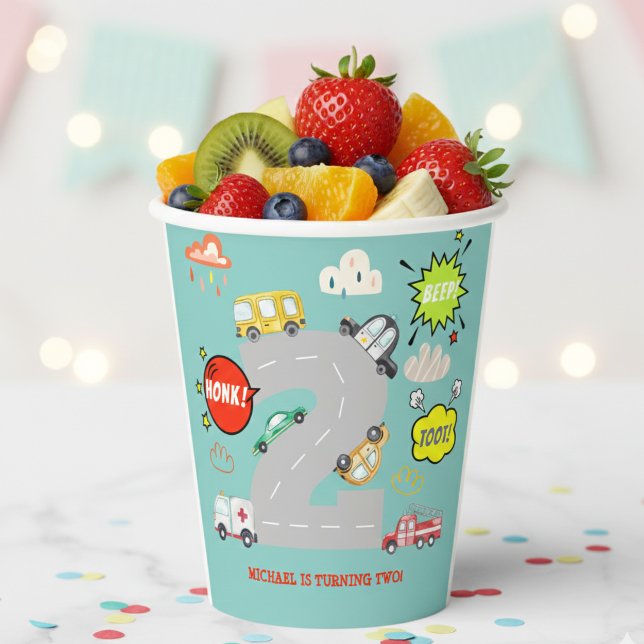 Vasos De Papel Vehículos de pitido de hongos para niños cumpleaño (Subido por el creador)