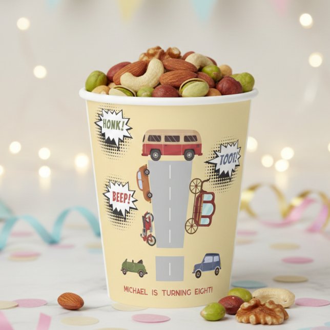 Vasos De Papel Vehículos retro de pitido de hongos cumpleaños cum (Subido por el creador)