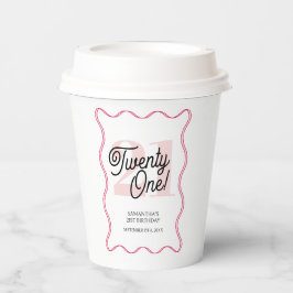 Vasos De Papel Veintiún retro Wavy Minimalista cumpleaños 21