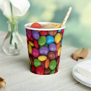 Vasos De Papel Velas coloridas, Botones de golosinas, Dulces, Com