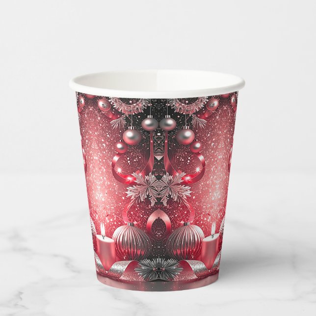 Vasos De Papel Velas rojas Navidades de papel de vacaciones (Izquierda)