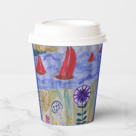 Vasos De Papel Velas y flores rojas