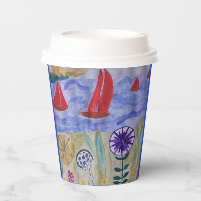 Vasos De Papel Velas y flores rojas (Anverso)